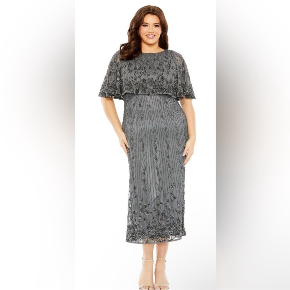 Mac Duggal 5939 Embellished Cape Sleeve
Column Dress